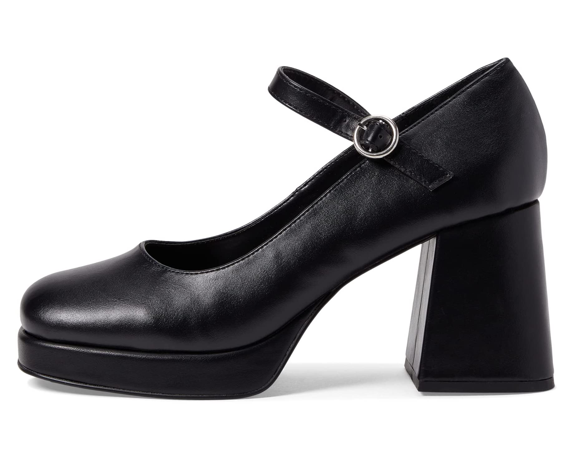 STEVE MADDEN BLACK LEATHER MARYJANES