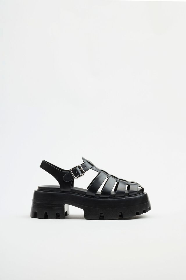 STEVE MADDEN BLACK MULTI STRAP CHUNKY SANDAL