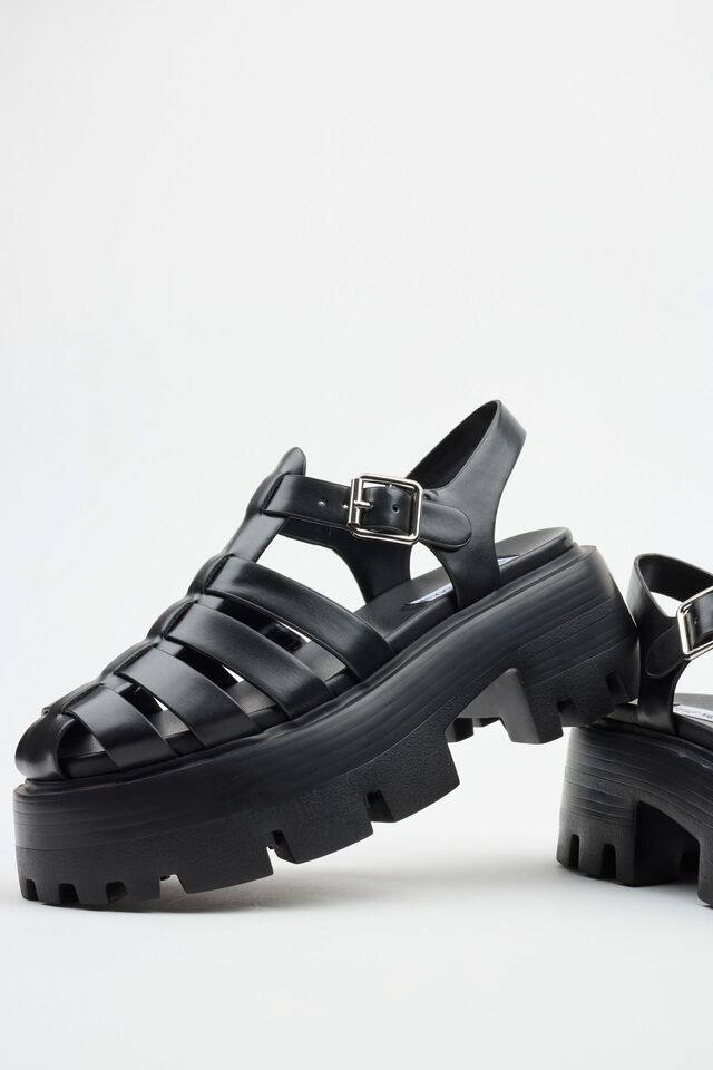 STEVE MADDEN BLACK MULTI STRAP CHUNKY SANDAL