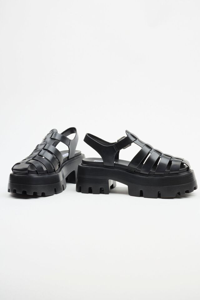 STEVE MADDEN BLACK MULTI STRAP CHUNKY SANDAL