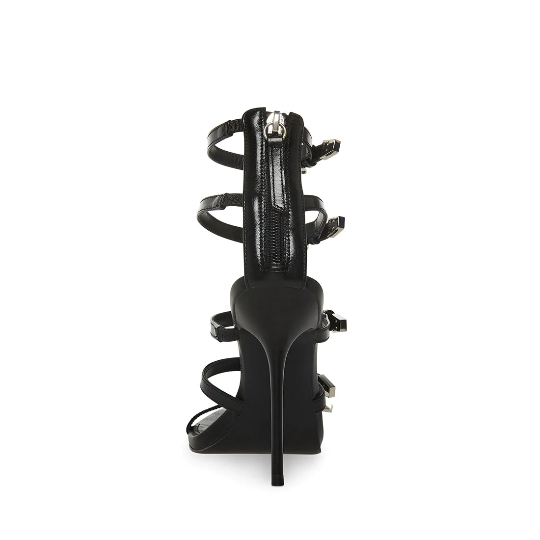 STEVE MADDEN BLACK MULTI STRAP ZIP STILLETO