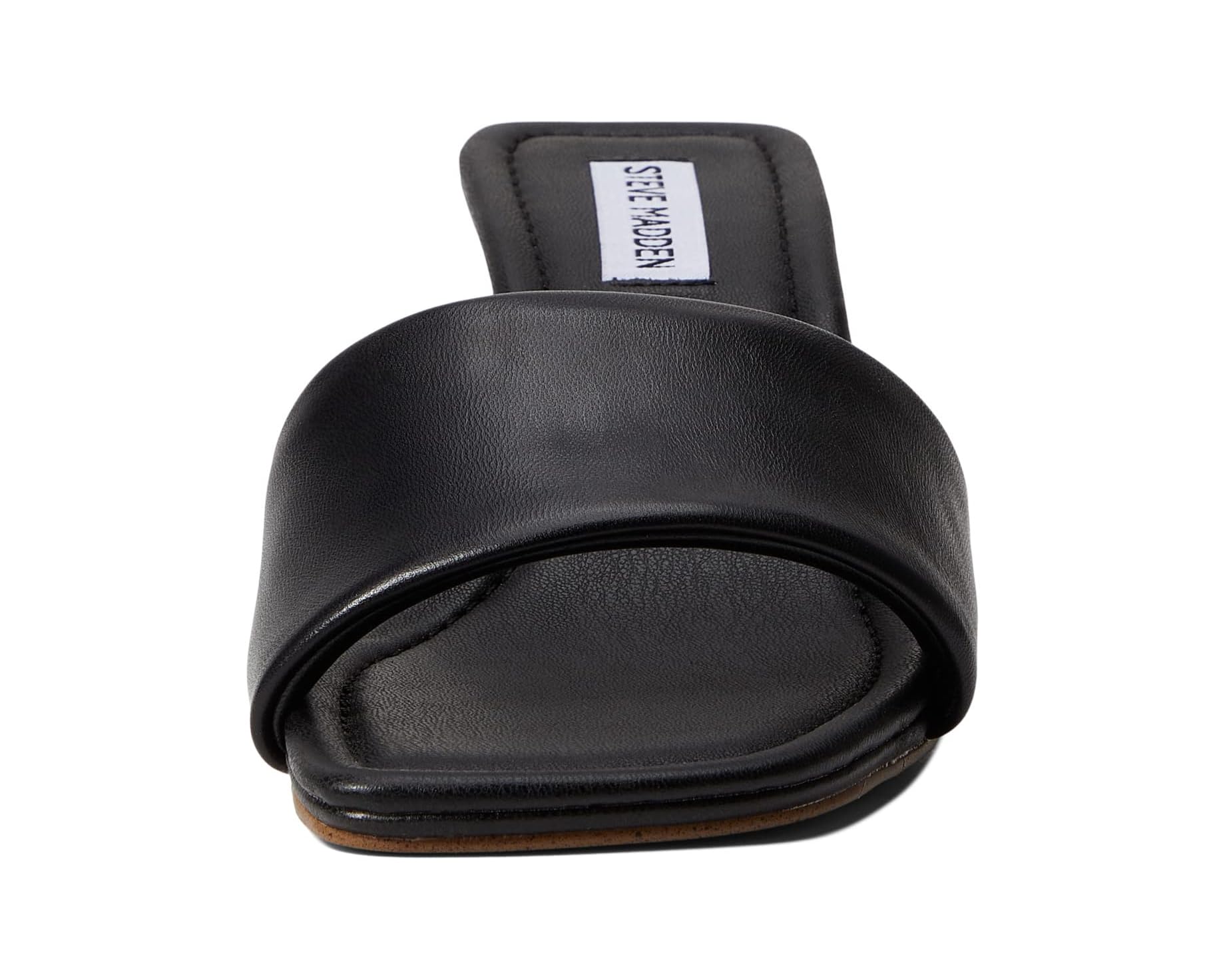 STEVE MADDEN BLACK SQUARE TOE BLOCK HEEL MULE