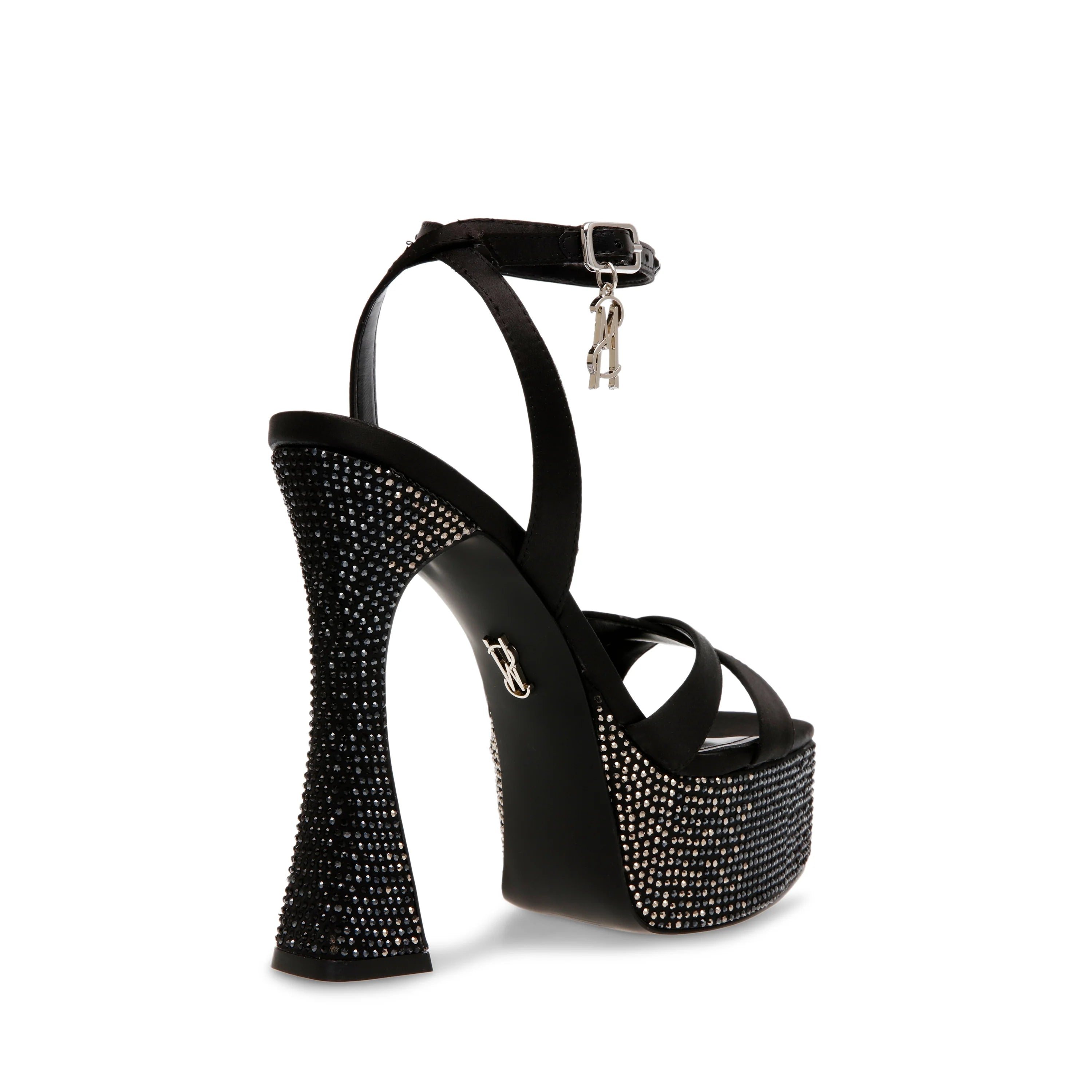 STEVE MADDEN BLACK STUDDED PLATFORM HEELED SANDAL