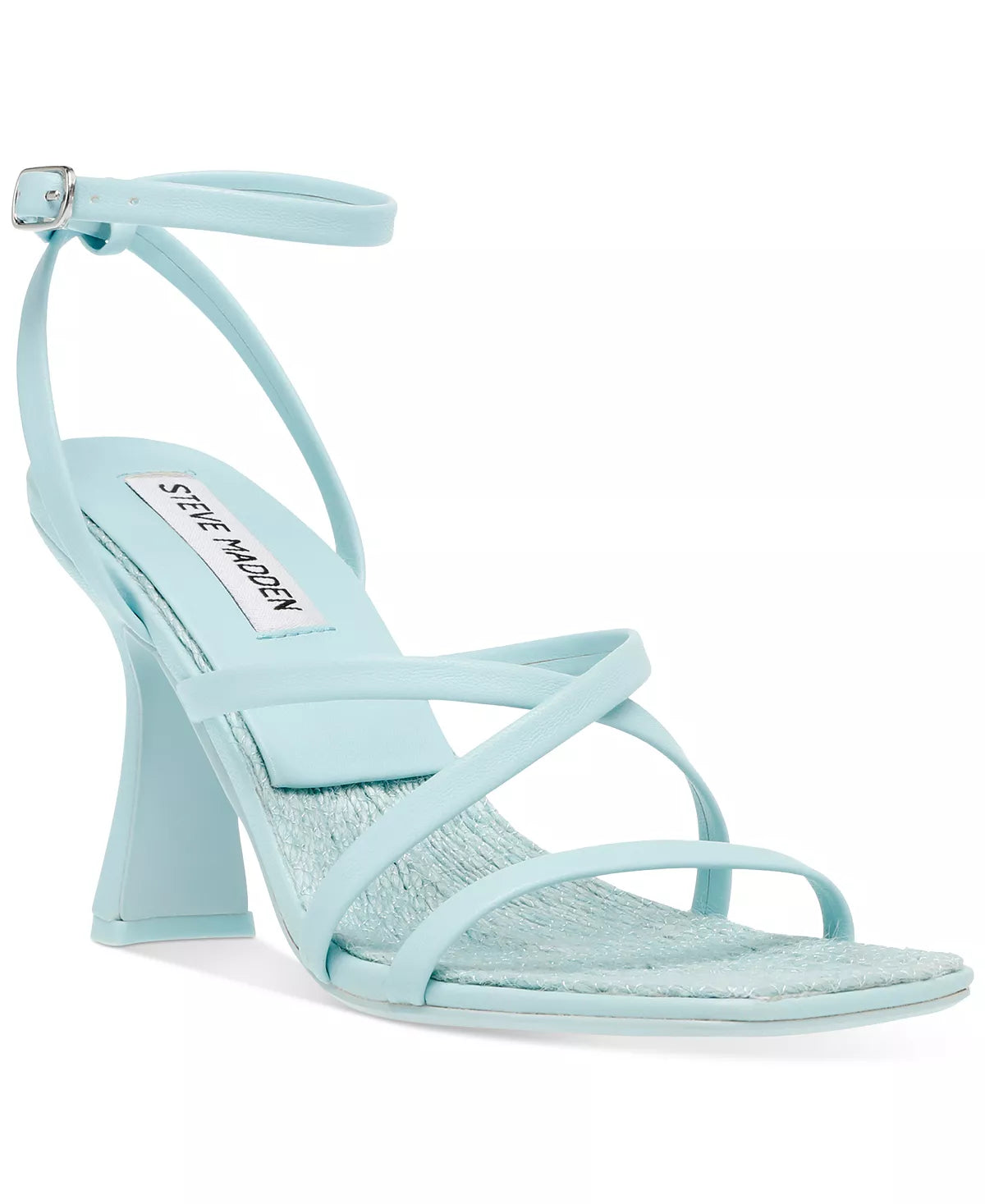 STEVE MADDEN BLUE STRAPPY FLARE HEEL SANDAL
