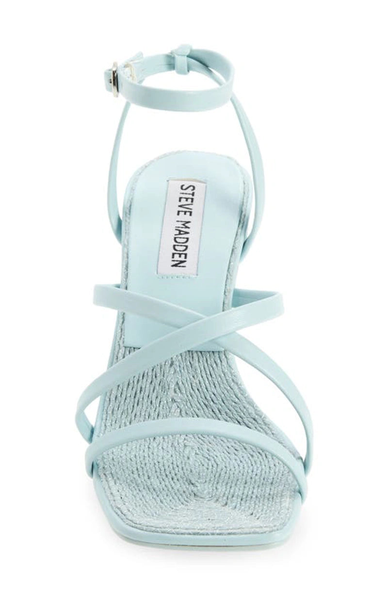 STEVE MADDEN BLUE STRAPPY FLARE HEEL SANDAL