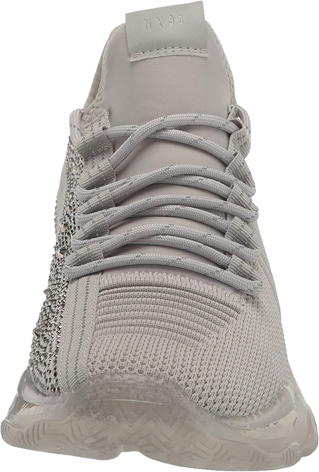 STEVE MADDEN GREY EMBELLISHED LACE-UP SNEAKERS