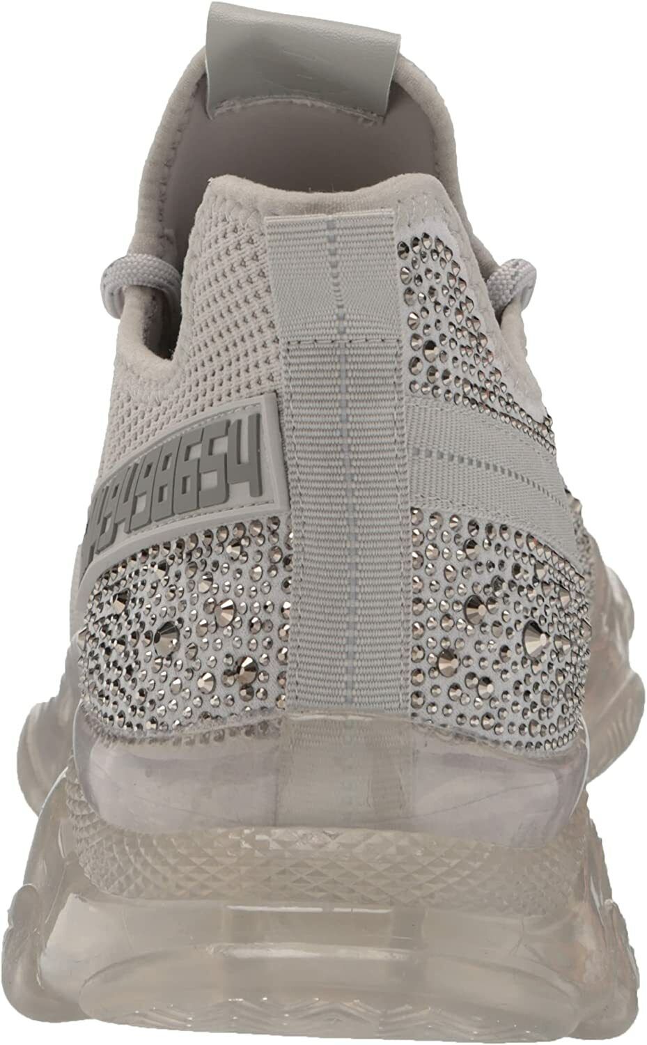 STEVE MADDEN GREY EMBELLISHED LACE-UP SNEAKERS