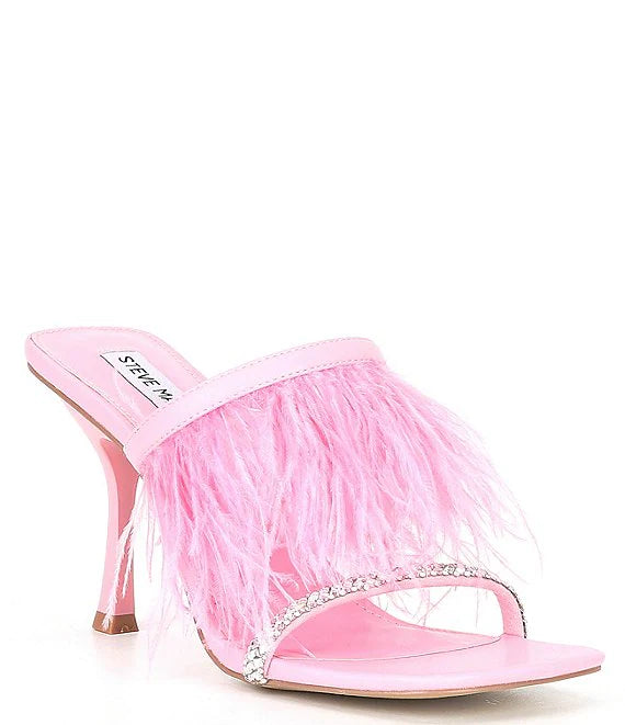 STEVE MADDEN PINK FUR DETAIL MULE