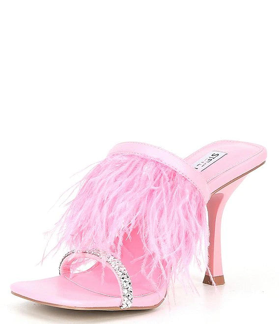 STEVE MADDEN PINK FUR DETAIL MULE