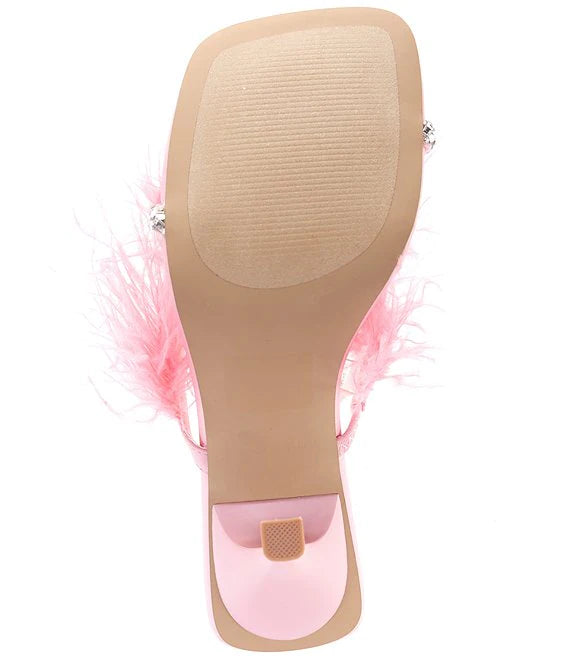 STEVE MADDEN PINK FUR DETAIL MULE