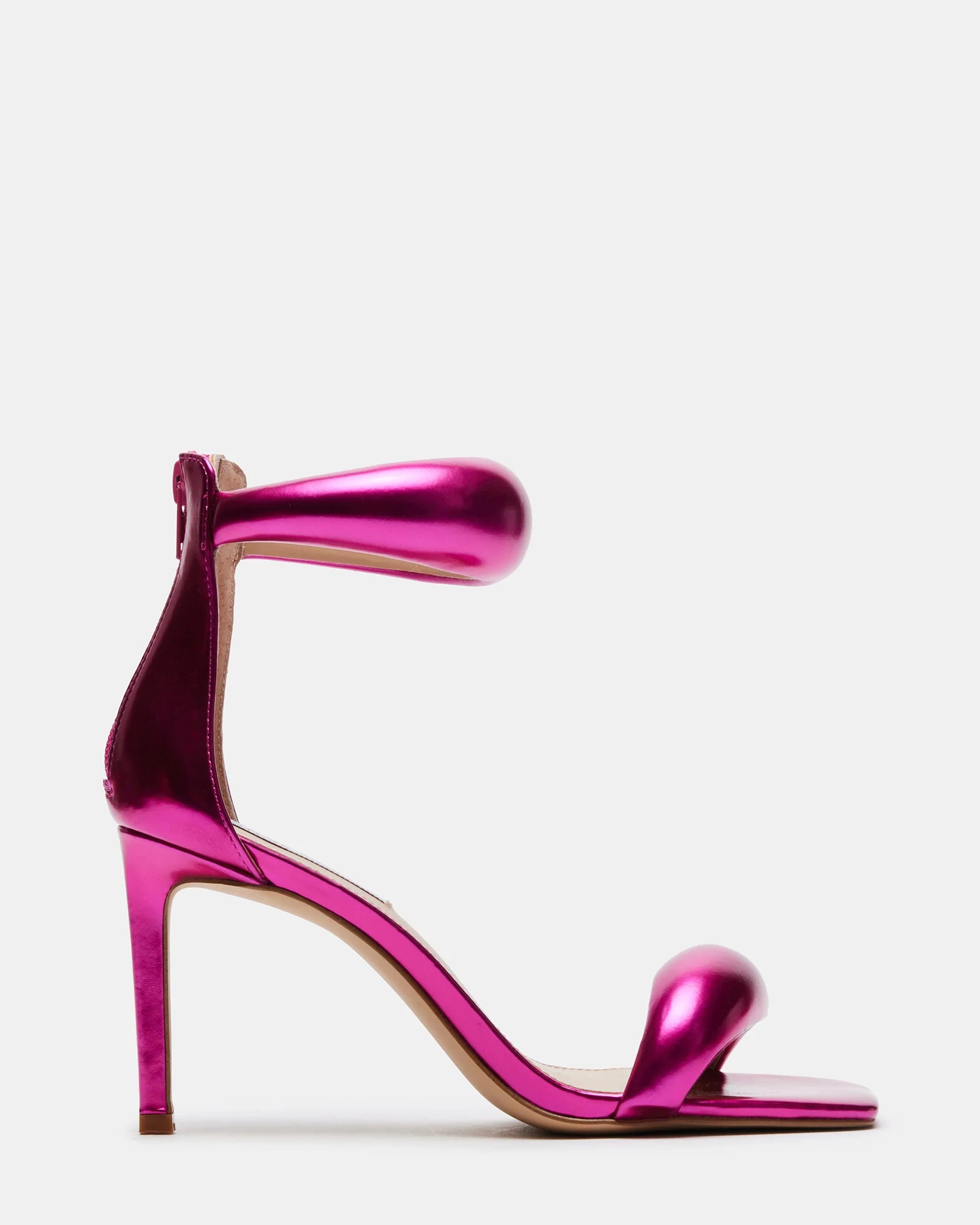 STEVE MADDEN PINK PADDED STRAP METALLIC SANDAL
