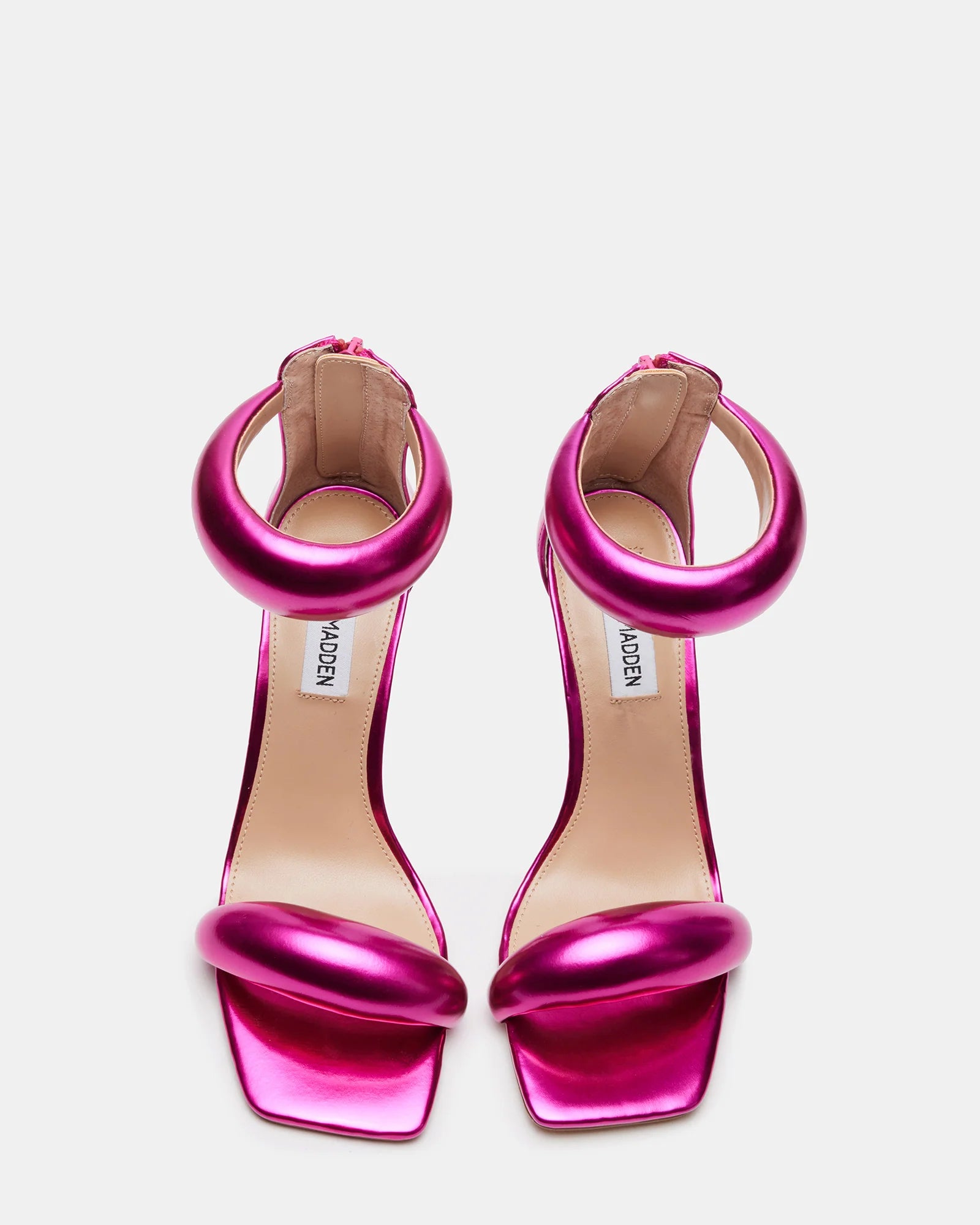 STEVE MADDEN PINK PADDED STRAP METALLIC SANDAL