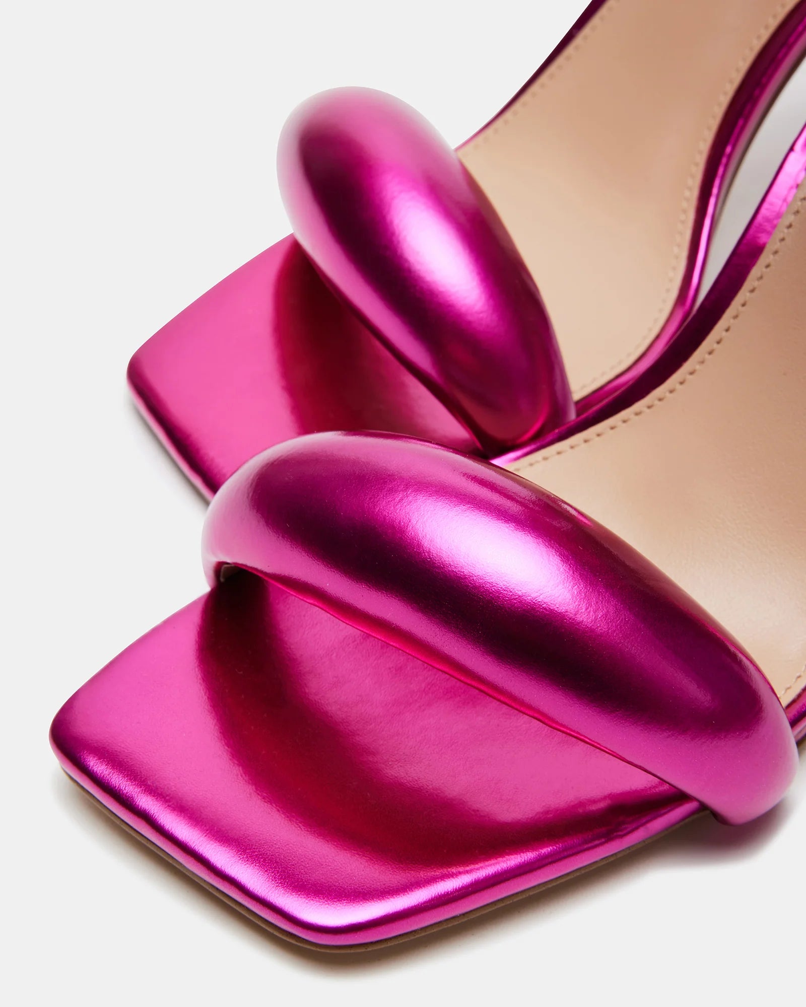 STEVE MADDEN PINK PADDED STRAP METALLIC SANDAL