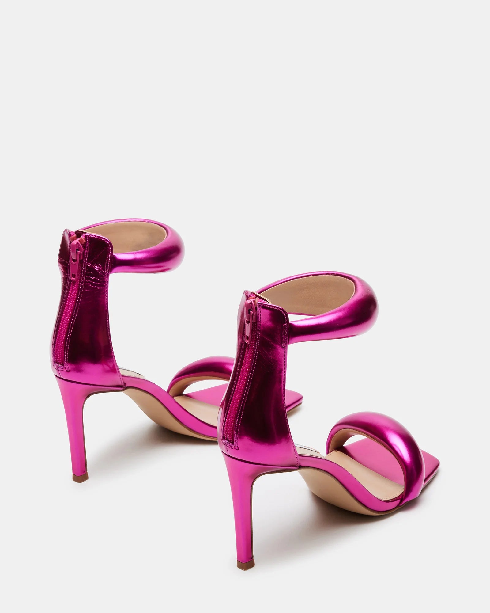 STEVE MADDEN PINK PADDED STRAP METALLIC SANDAL