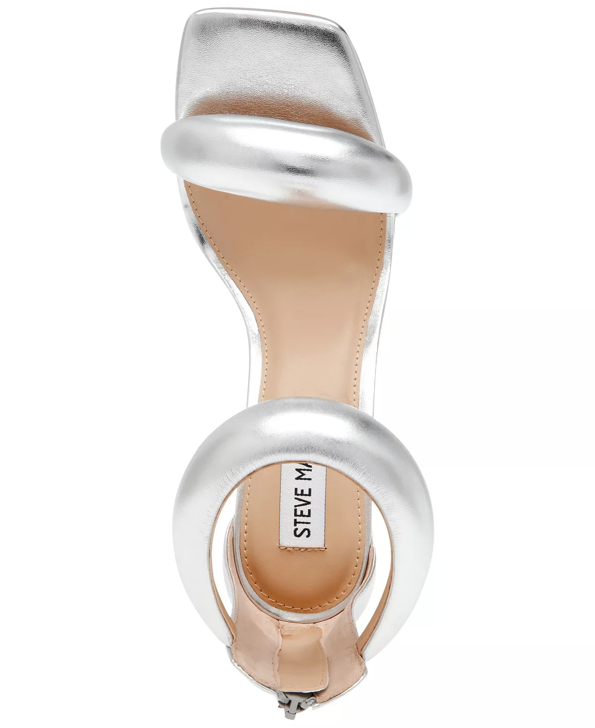 STEVE MADDEN SILVER PADDED STRAP METALLIC SANDAL