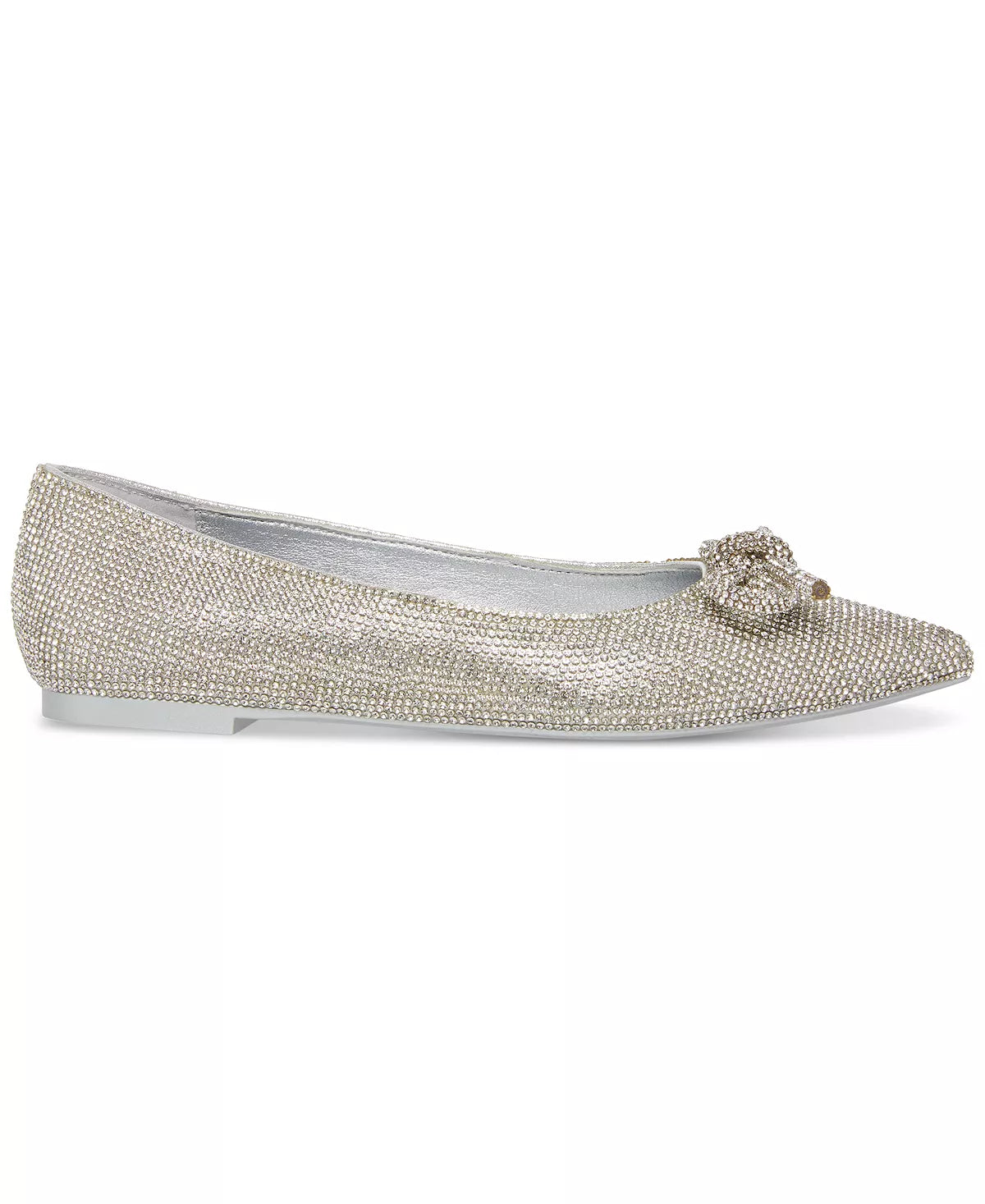 STEVE MADDEN SILVER STUDDED BOW DETAIL FLATS