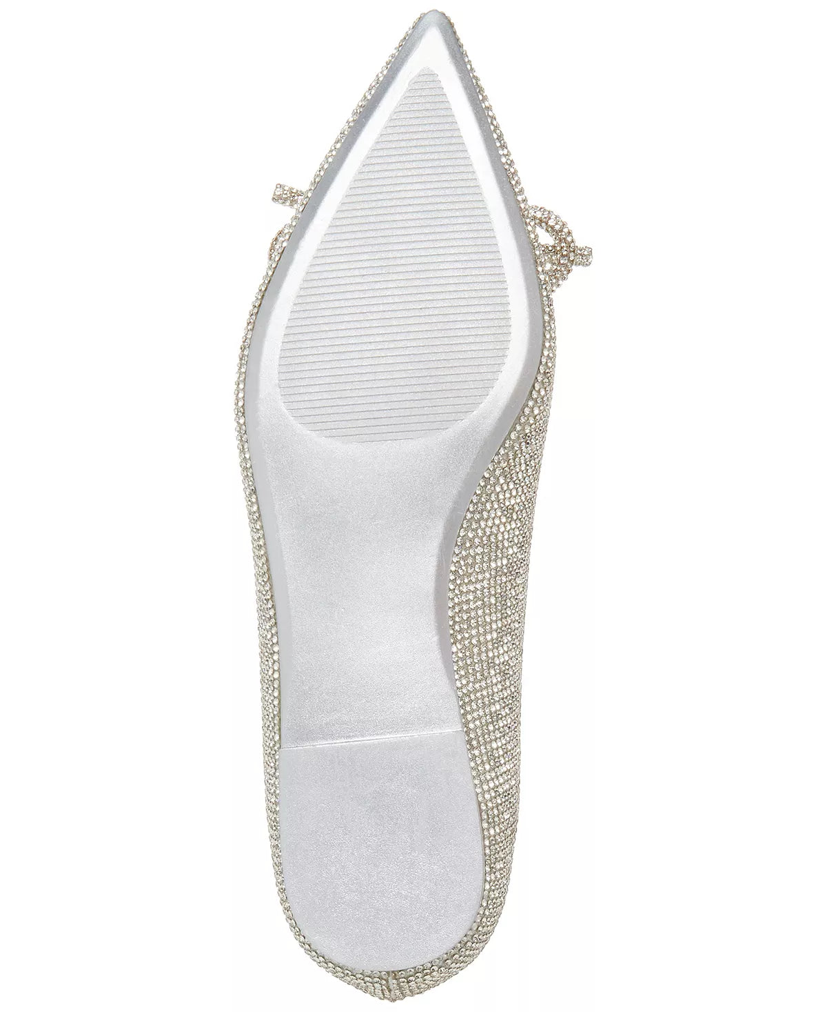 STEVE MADDEN SILVER STUDDED BOW DETAIL FLATS