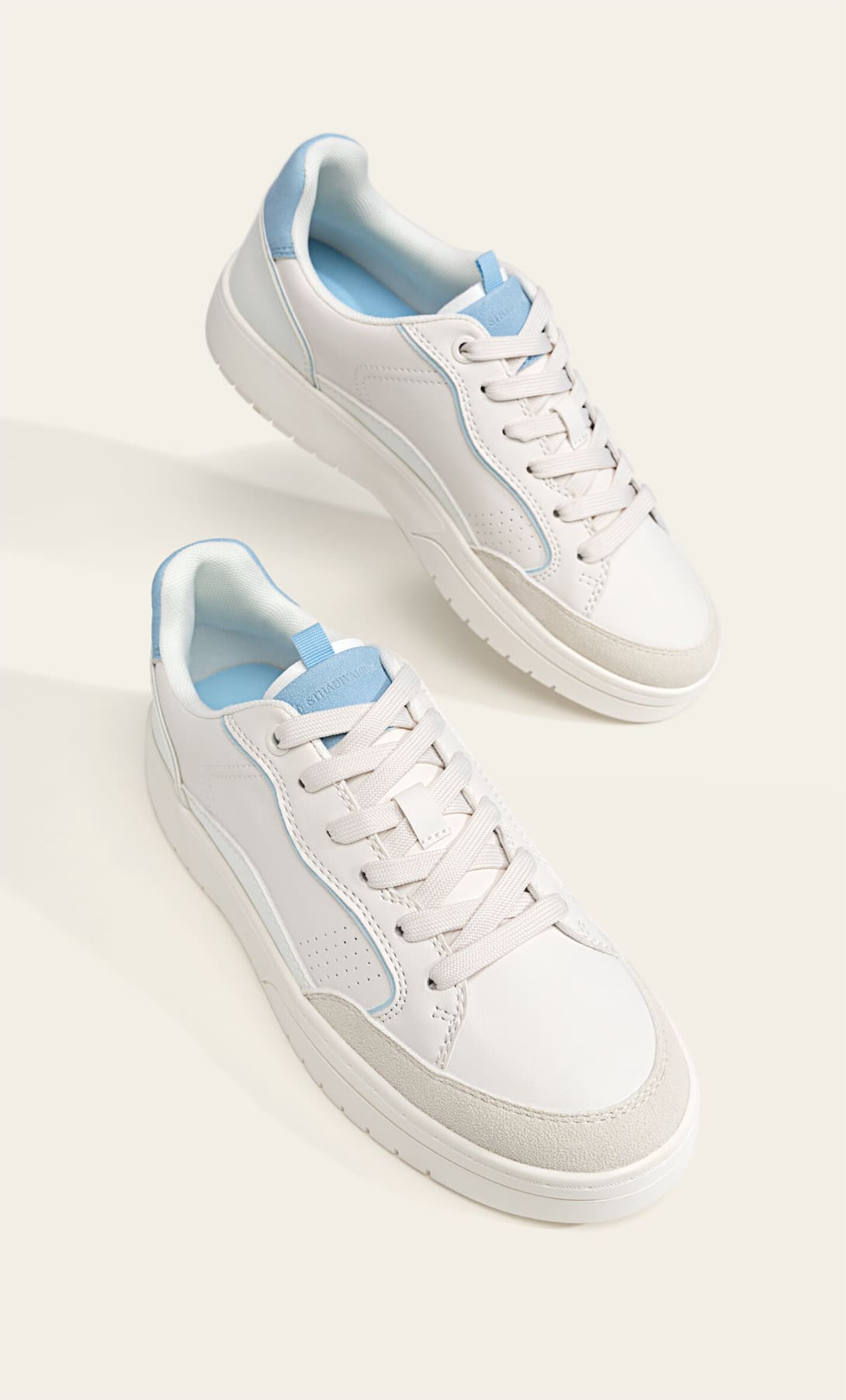 STRADIVARIUS WHITE-COMBINED BLUE HEEL SNEAKERS