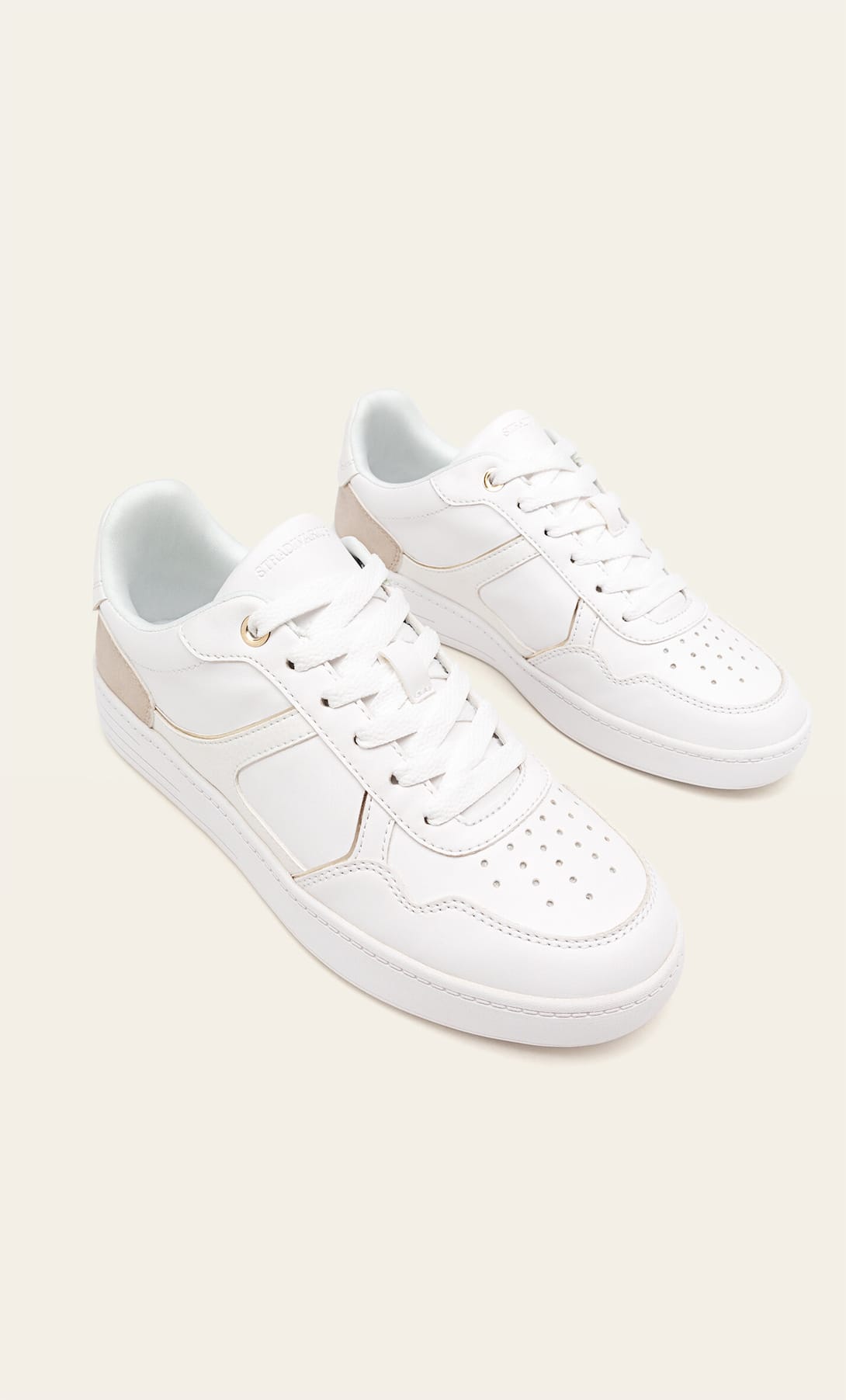 STRADIVARIUS WHITE TRAINERS WITH HEEL DETAIL