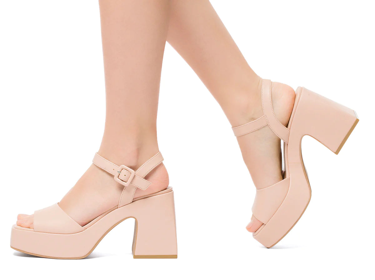 SWISH JEAN NUDE PLATFORM BLOCK HEEL SANDAL