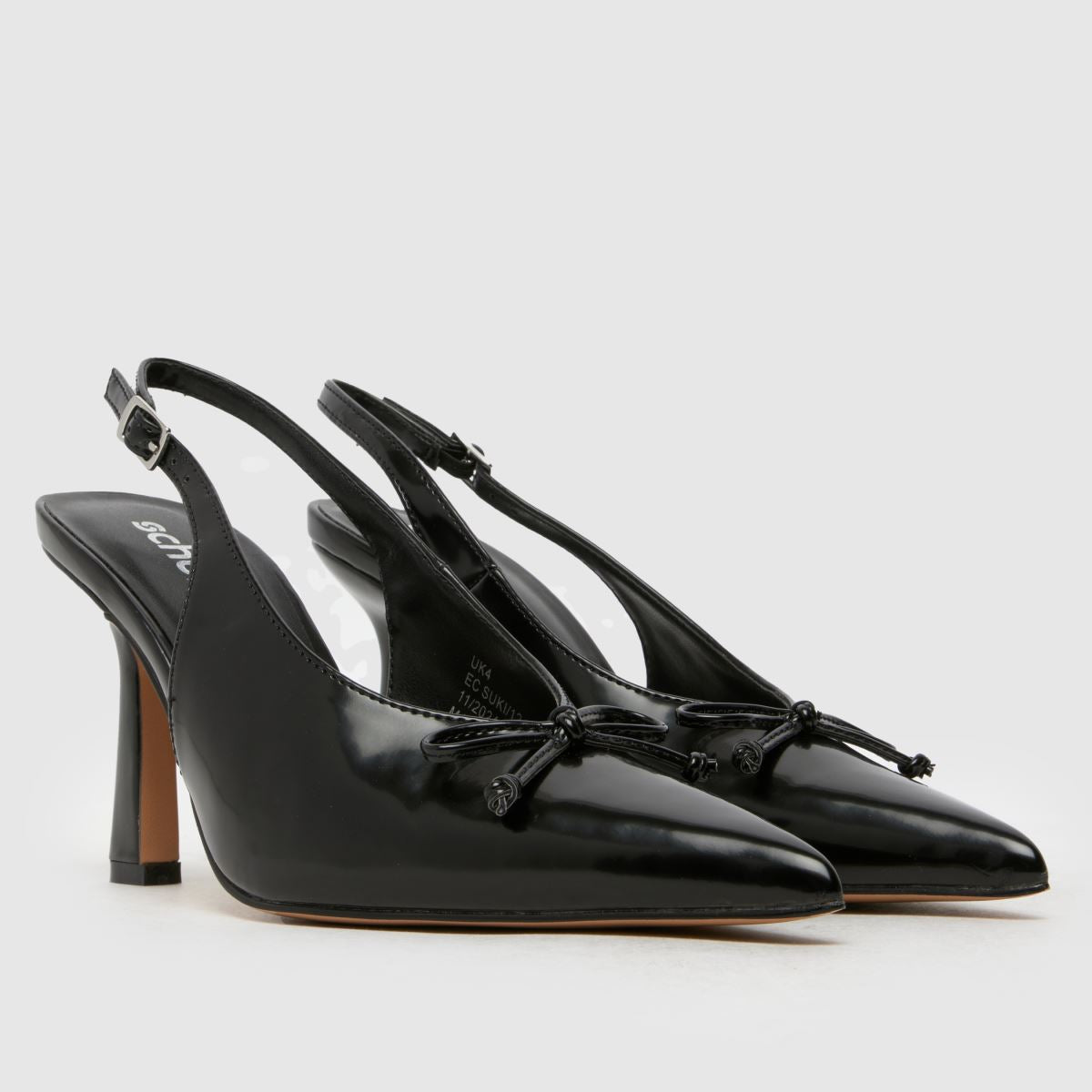 Schuh Bow Detail Patent Leather Pointed Toe Pump in Black