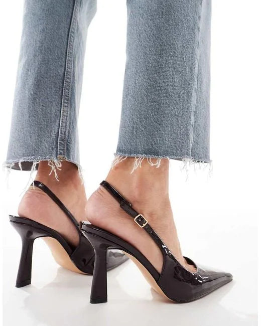 Schuh Patent Leather Pointed Toe Pump in Black