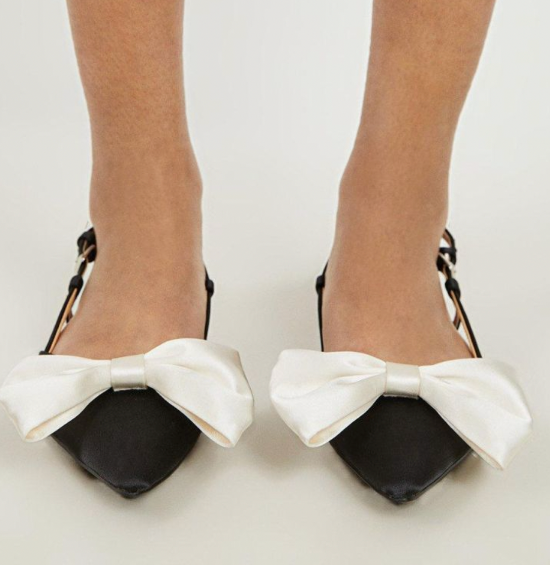 Karen Millen Ivory Bow Detail Slingbacks in Black