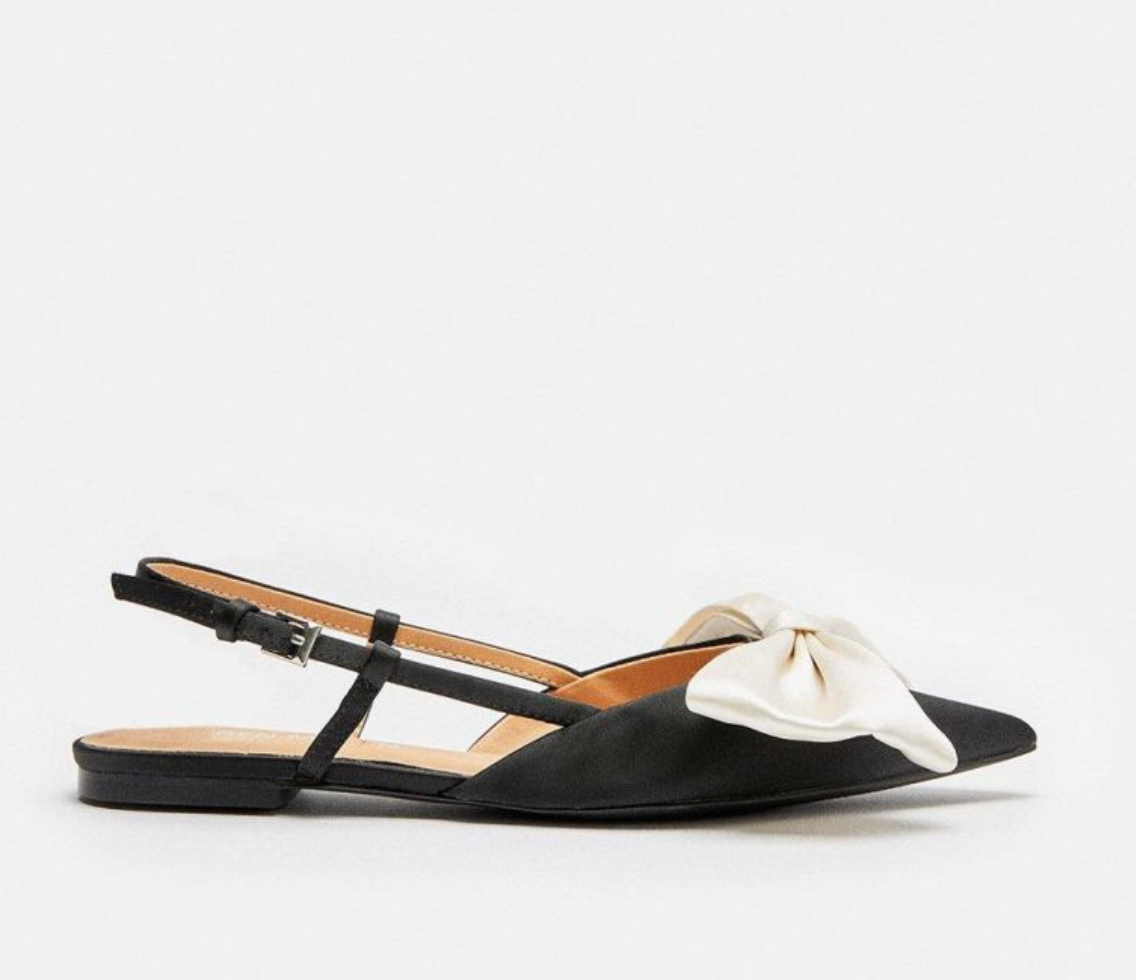 Karen Millen Ivory Bow Detail Slingbacks in Black