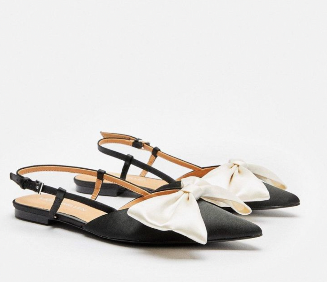 Karen Millen Ivory Bow Detail Slingbacks in Black