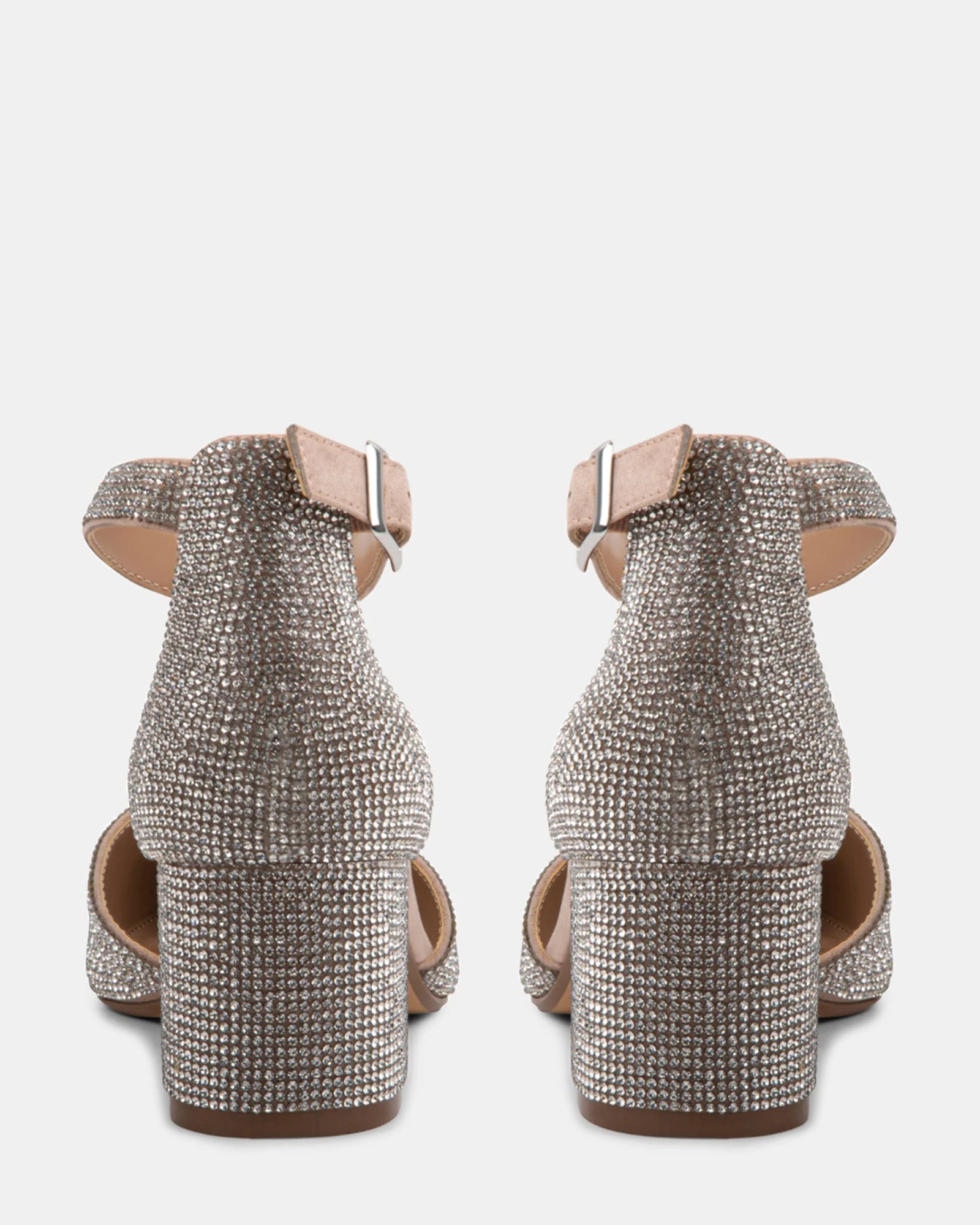 Steve Madden Embellished Pointed Toe Block Heel Pump in Silver