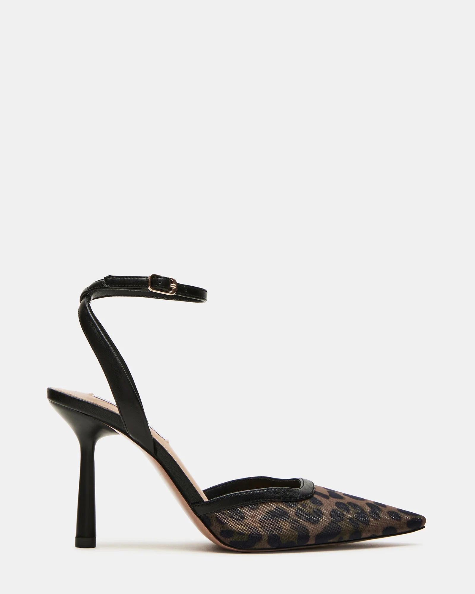 Steve Madden Leopard Print Mesh Ankle Strap Pump In Black