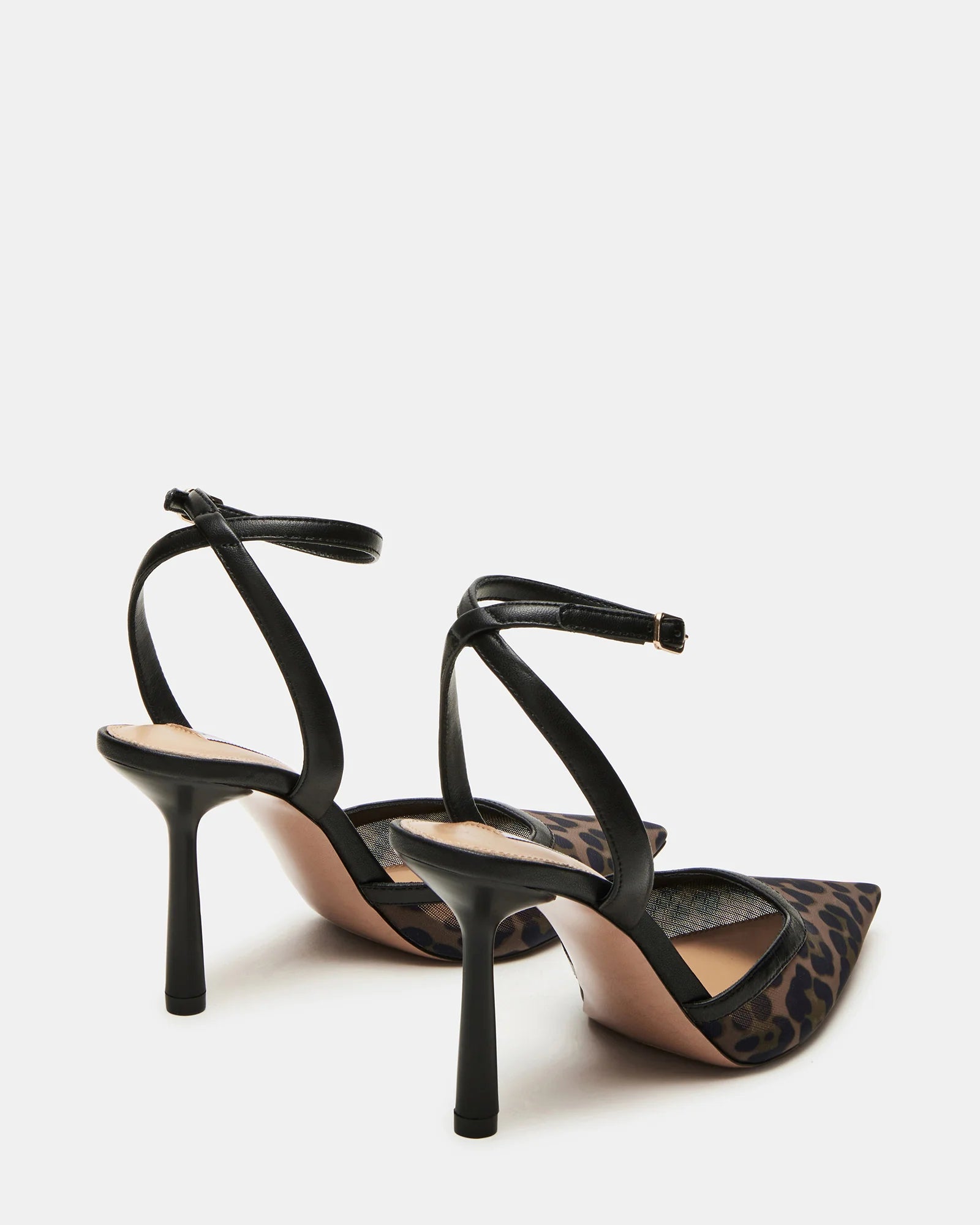 Steve Madden Leopard Print Mesh Ankle Strap Pump In Black