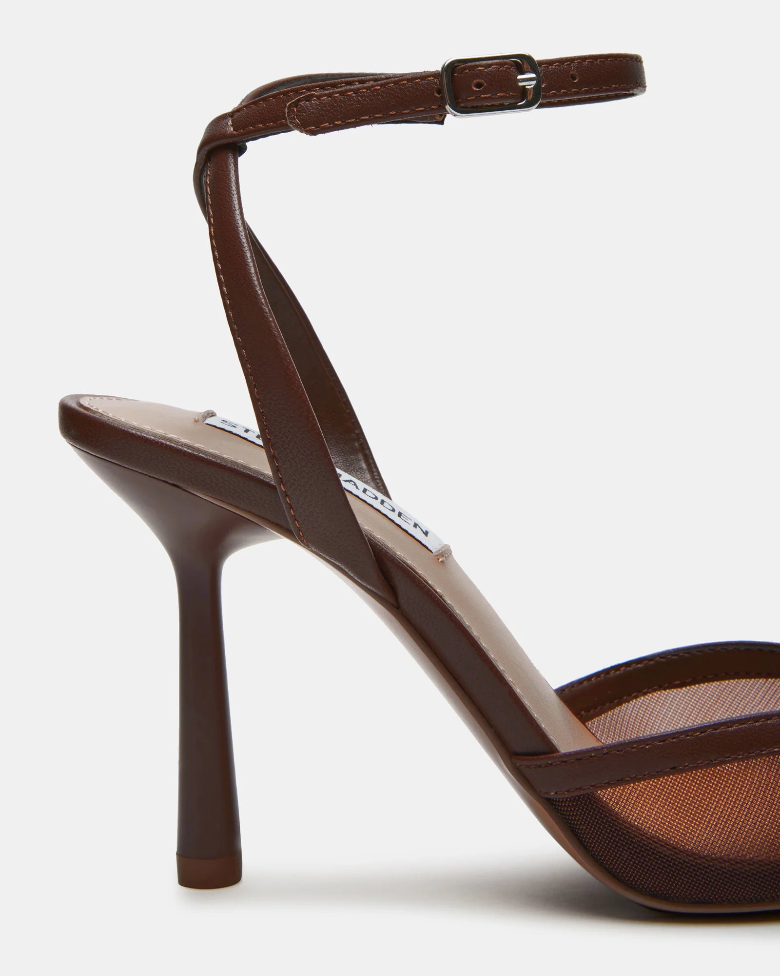 Steve Madden Mesh Pointed Toe Ankle Strap Pump In Coffee