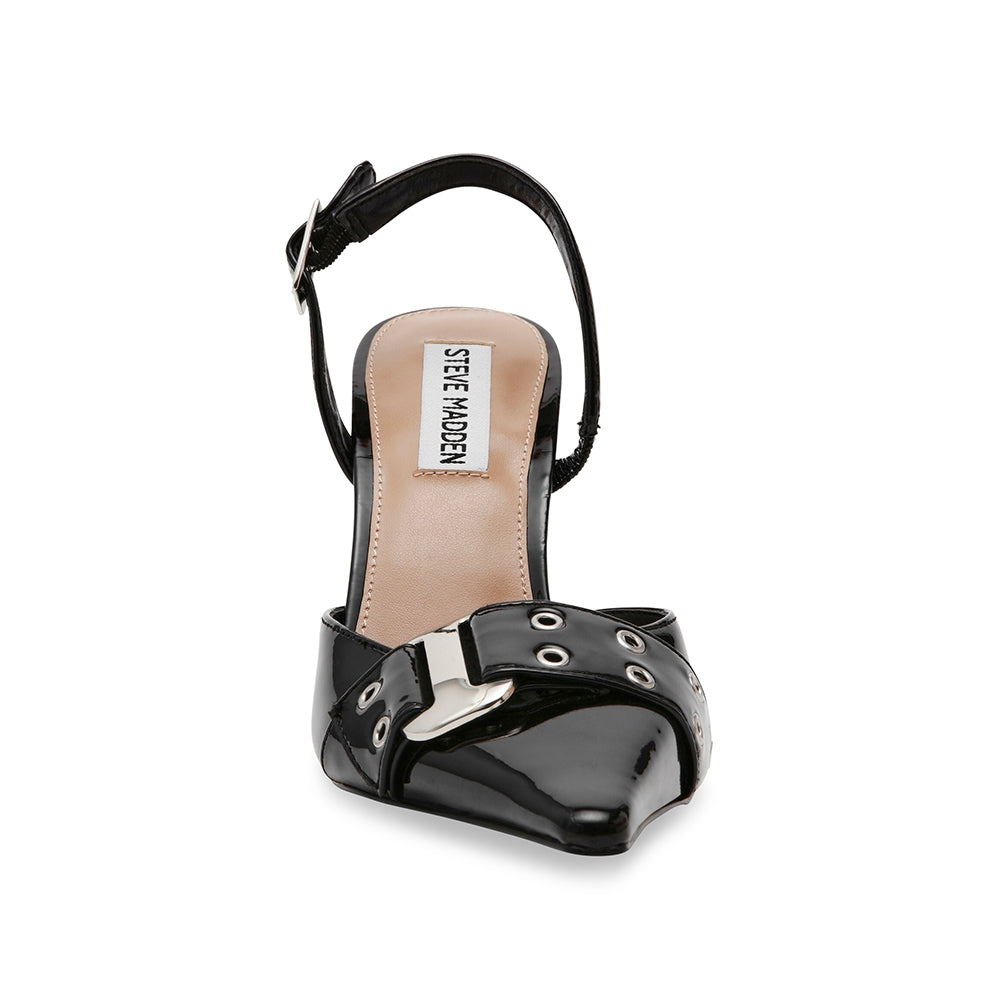 Steve Madden Pointed Toe Buckle Detail Slingback Heels in Black