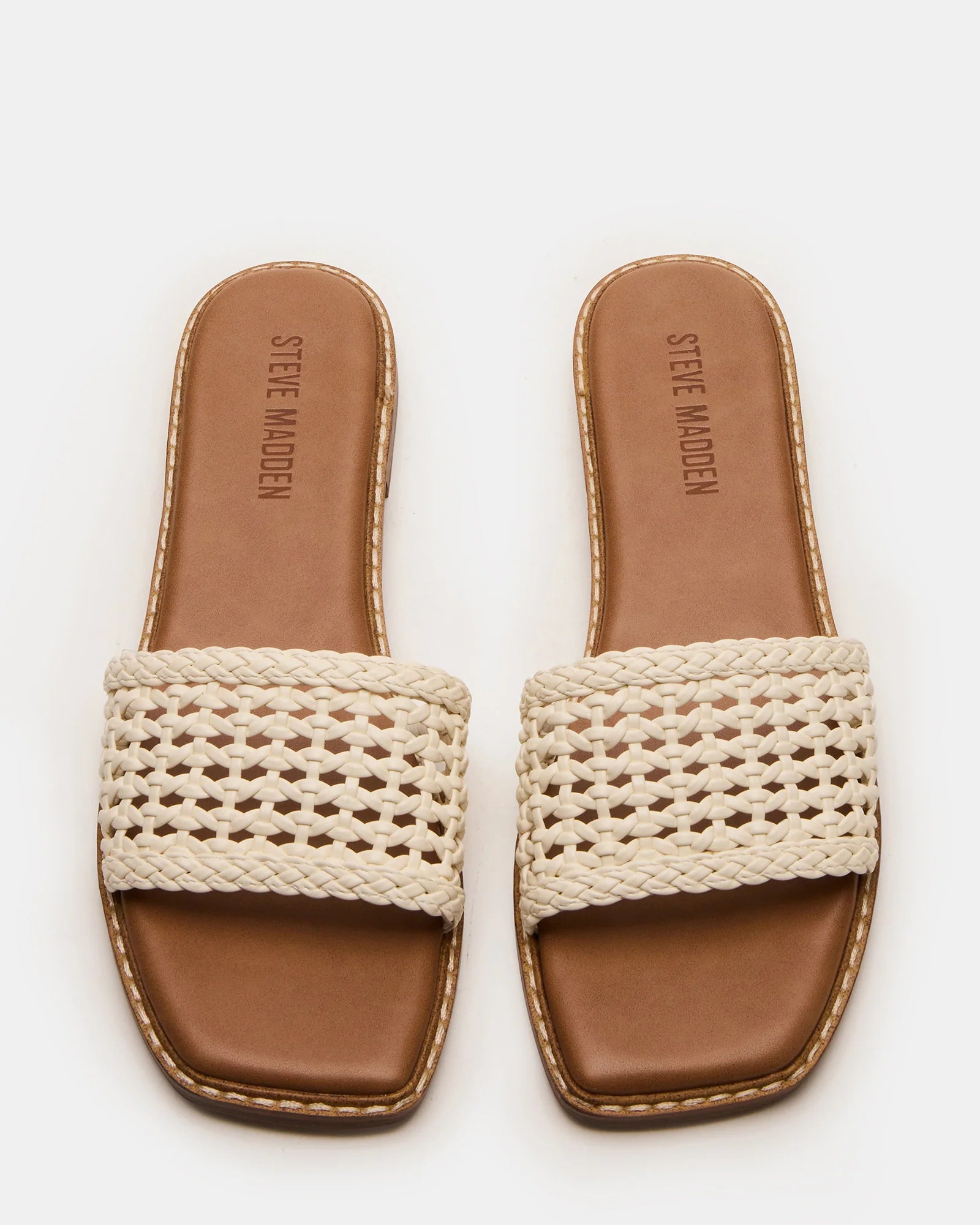 Steve Madden Woven Strap Slide in White