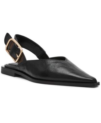 Steve Madden Buckle Detail Pointed Toe Flat in Black