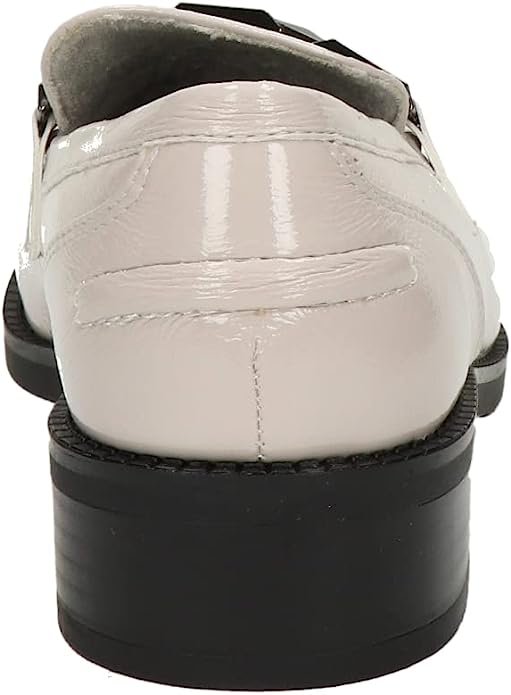 TAMARIS GREY PATENT CRINKLE LEATHER LOAFERS