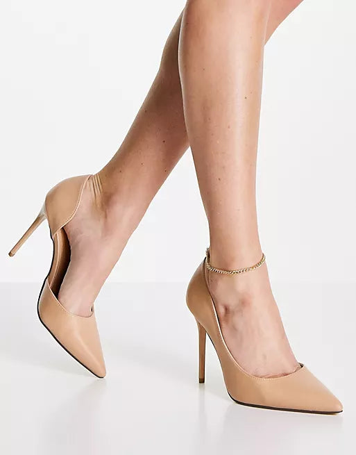 TRUFFLE COLLECTION BEIGE STILETTO HEELED COURT SHOES