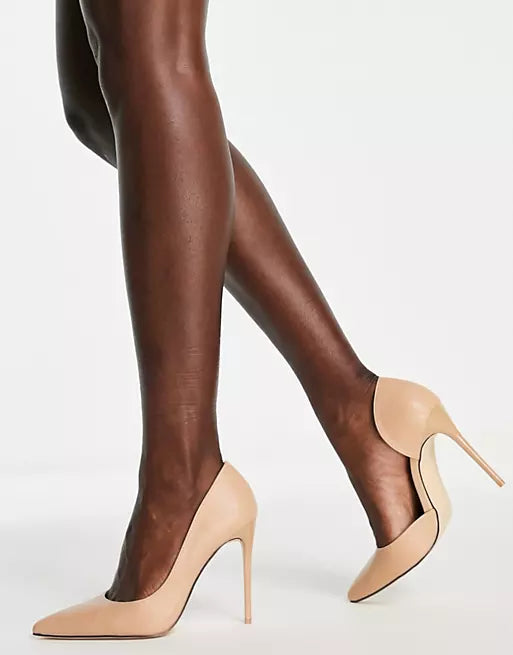 TRUFFLE COLLECTION BEIGE STILETTO HEELED COURT SHOES