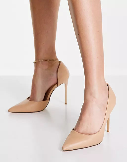 TRUFFLE COLLECTION BEIGE STILETTO HEELED COURT SHOES