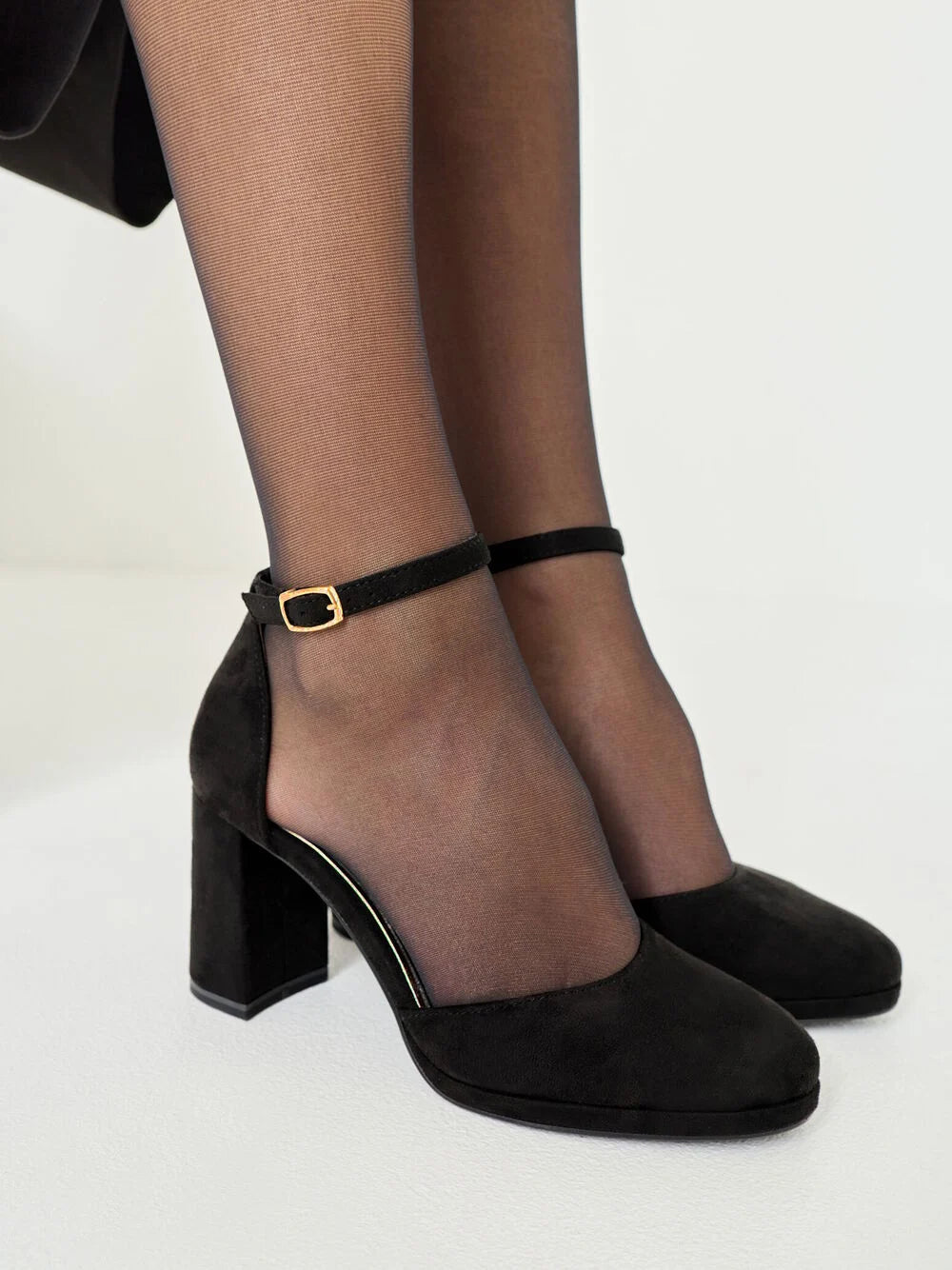 Tamaris Almond Toe D'orsay Block Heel Pump in Black