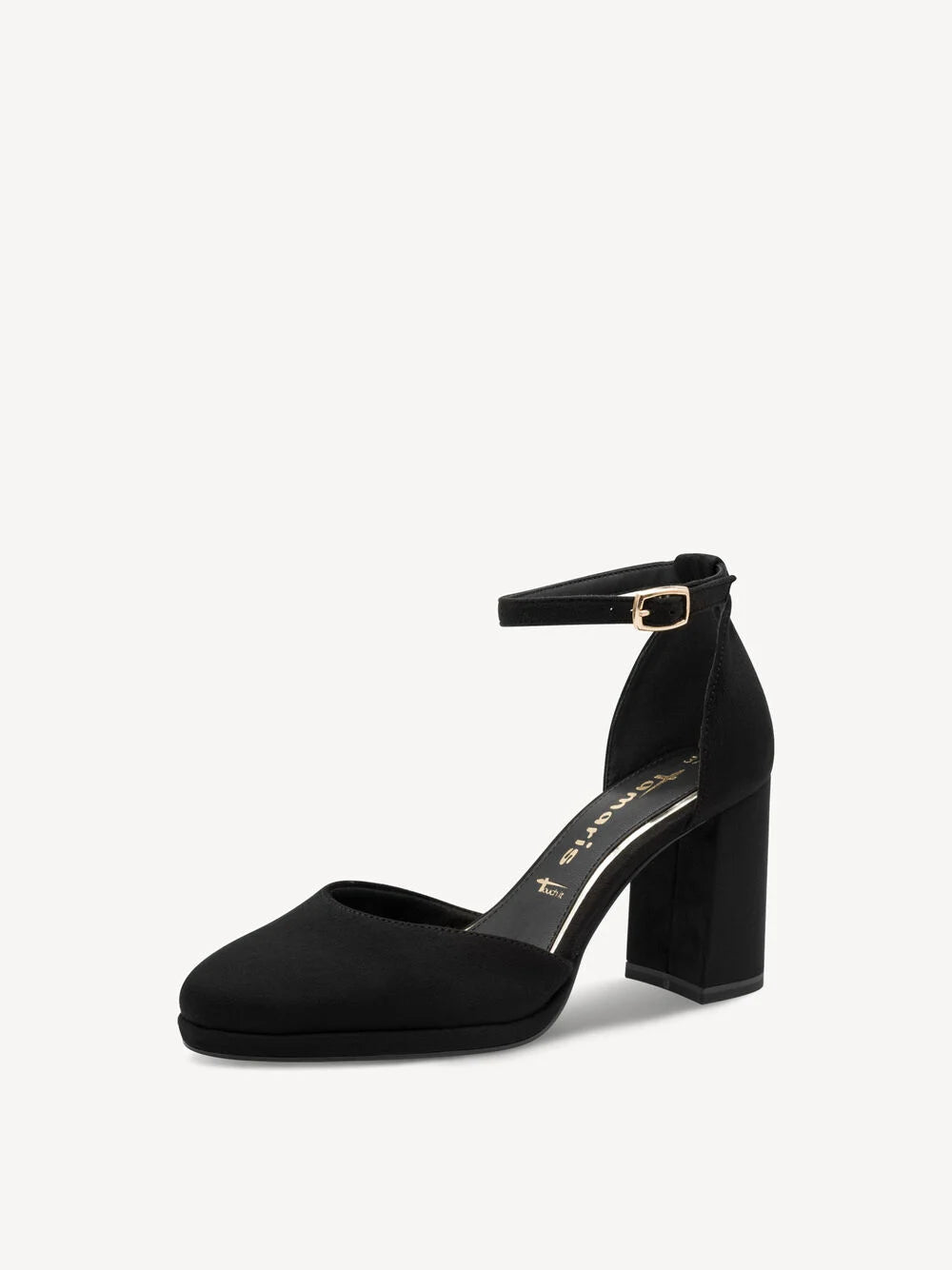 Tamaris Almond Toe D'orsay Block Heel Pump in Black