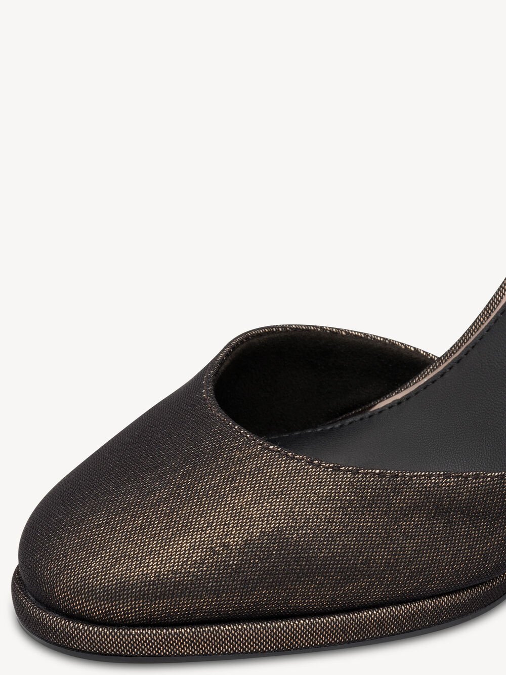 Tamaris Gold Shimmer Almond Toe D'orsay Block Heel Pump in Black