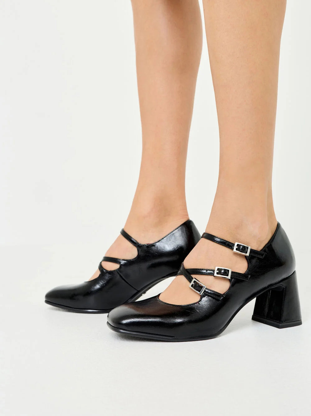 Tamaris Square Toe Block Heel Pump in Black