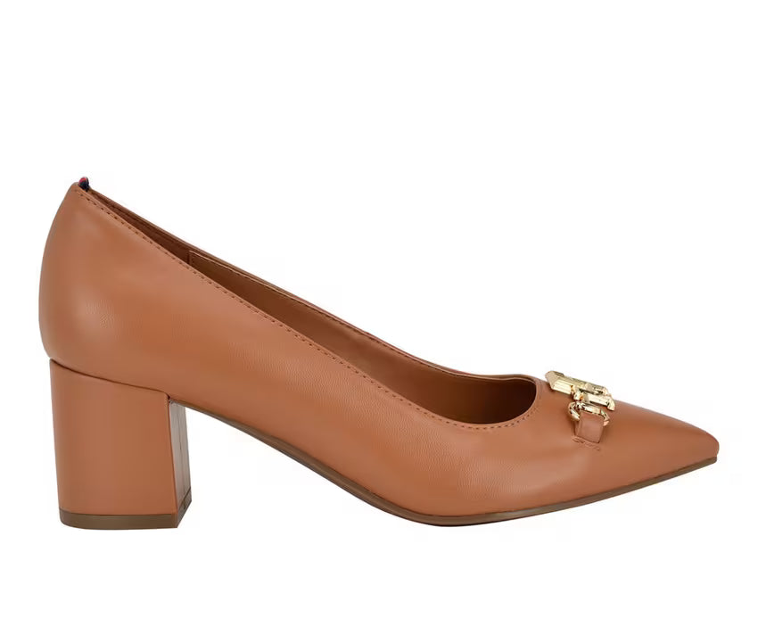 Tommy Hilfiger Pointed toe Block Heel Pump in Tan