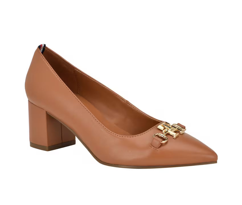 Tommy Hilfiger Pointed toe Block Heel Pump in Tan