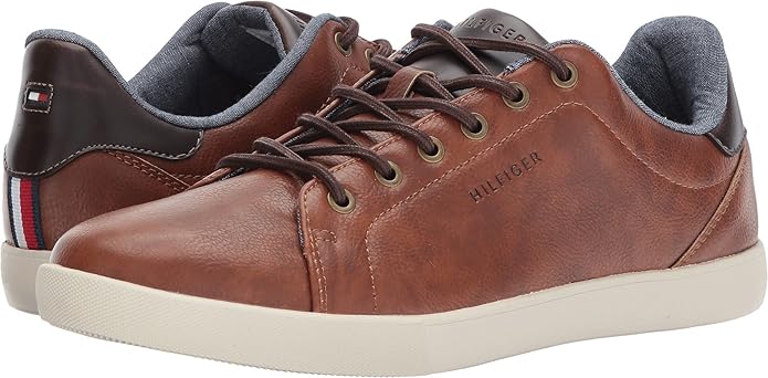 Tommy Hilfiger Unisex Leather Flat Sole Lace-Up Shoes in Brown