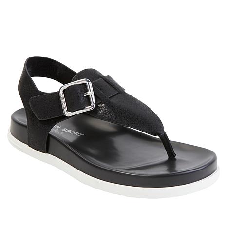 URBAN SPORTSBY J SLIDE BLACK TOE THONG BUCKLE SANDAL