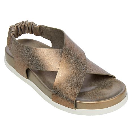 URBAN SPORTS BY J SLIDE BRONZE CROSS STRAP SLINGBACK SANDAL