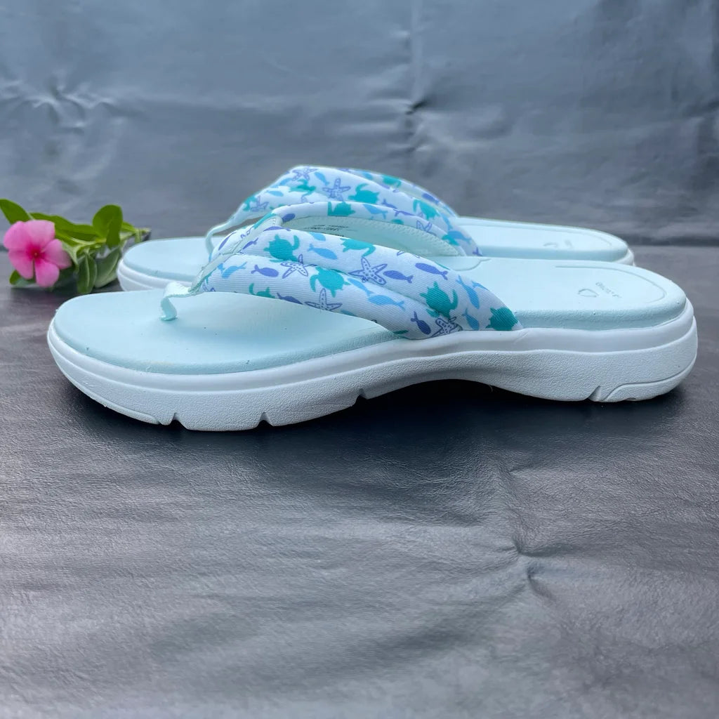 VERA BRADLEY LIGHT WEIGHT COMFORT SLIPPERS IN LIGHT BLUE